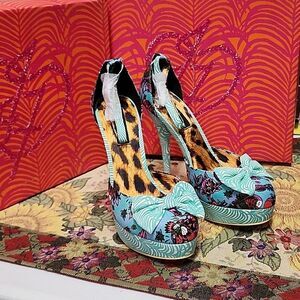 IRON FIST LOCO KOKO Platform Heels In Turquoise size 7 NWT & Box